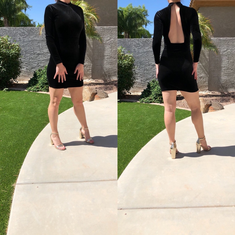 Suede Black Party Dress